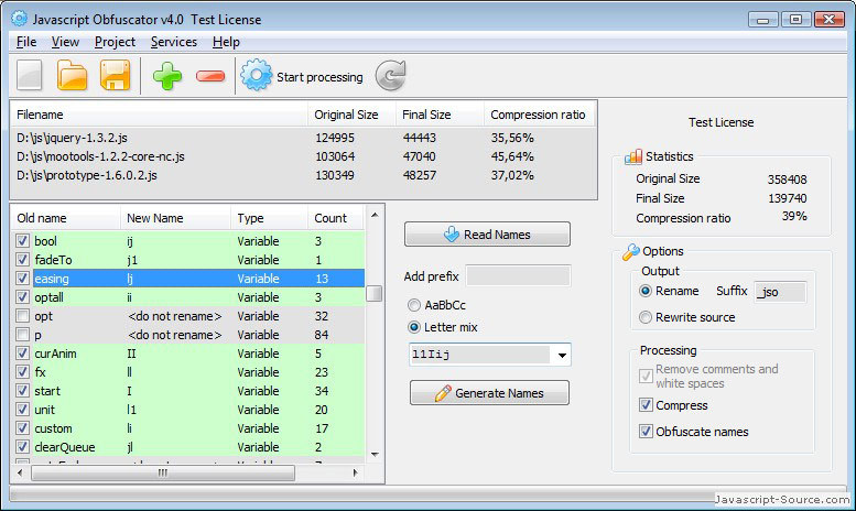 Javascript Obfuscator Screenshot